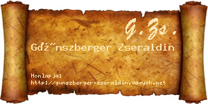 Günszberger Zseraldin névjegykártya